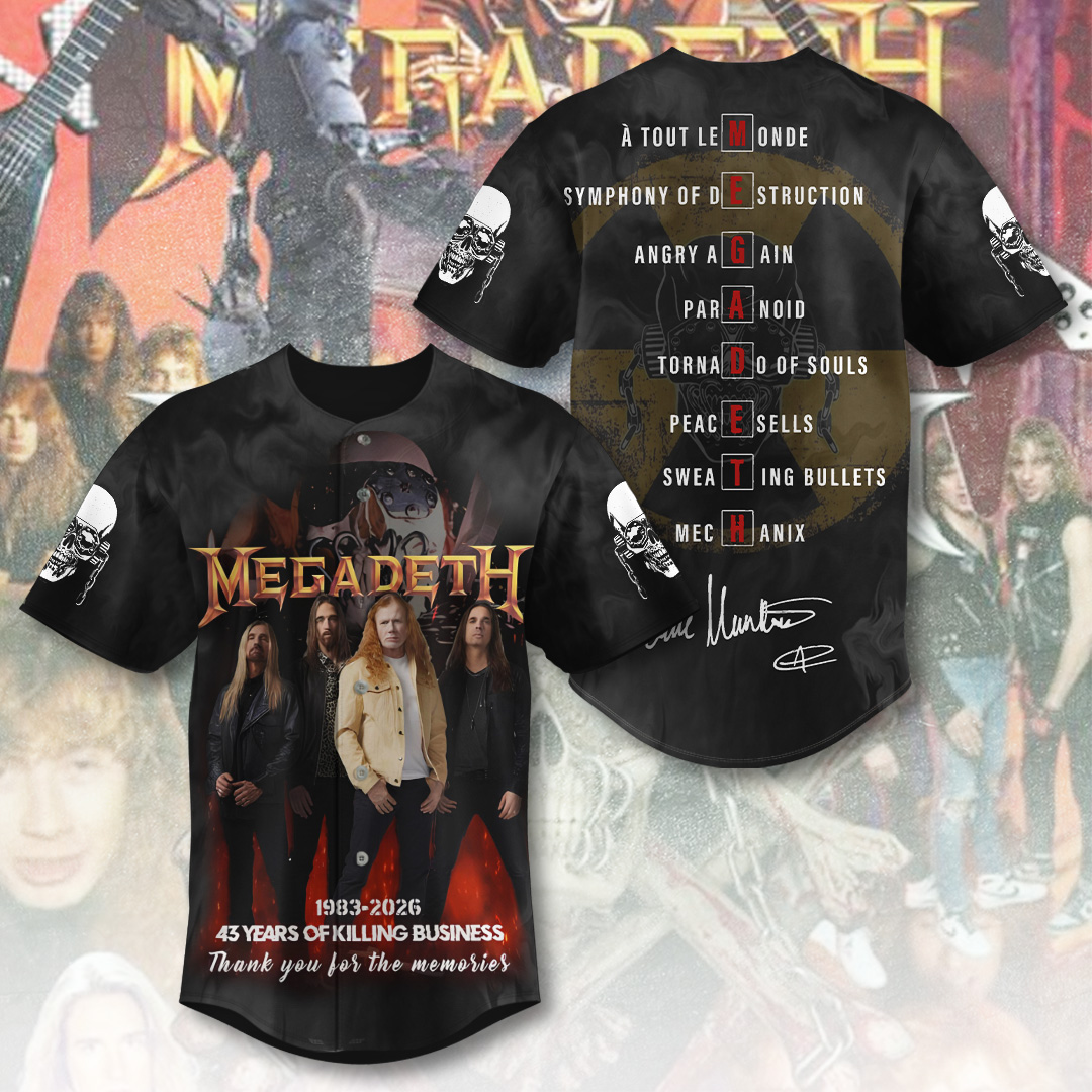 Megadeth 43 Years Baseball Jersey