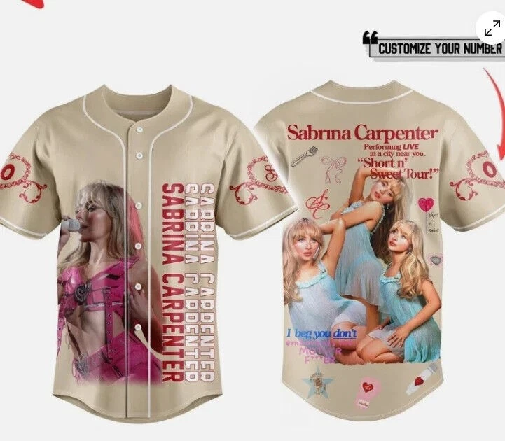 Sabrina Carpenter Short N Sweet Tour 2025 Baseball Jersey