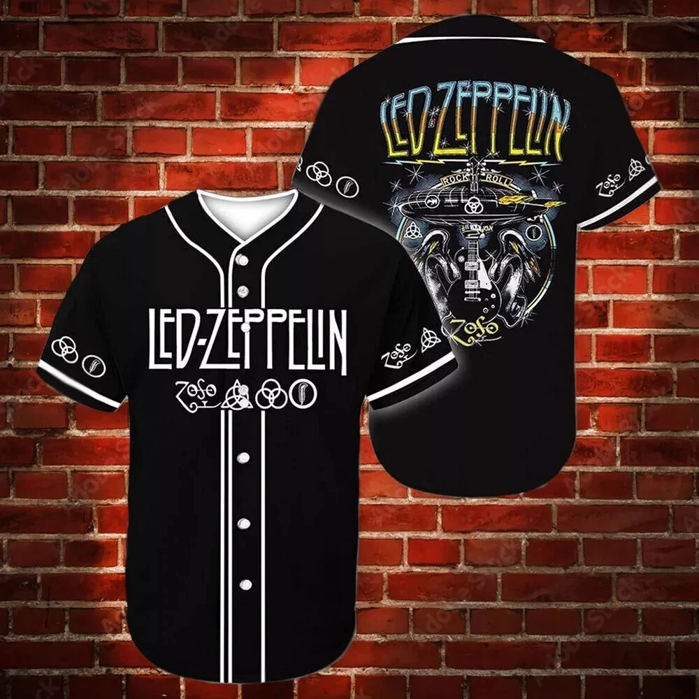 Led Zeppelin Rock Band Baseball Jersey Fanmade 3D Print Shirts Men Women
