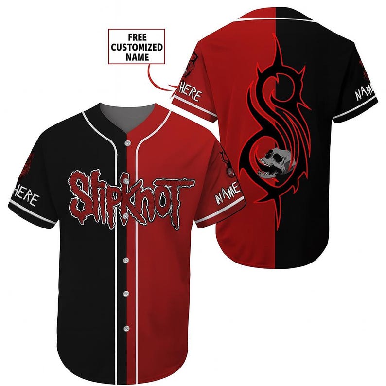 Custom Slipknot 3D Baseball Jersey  Red & Black Metal Shirt With Personalized Name Option