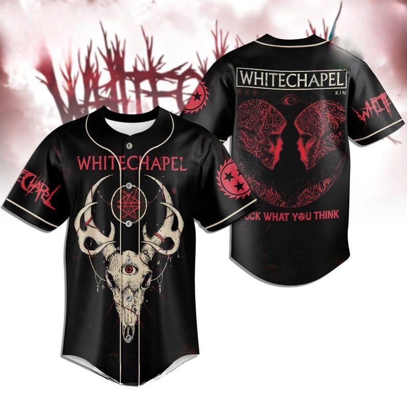 Whitechapel 2025 Inspired Baseball Jersey Shirt | Fck What You Think Black Red