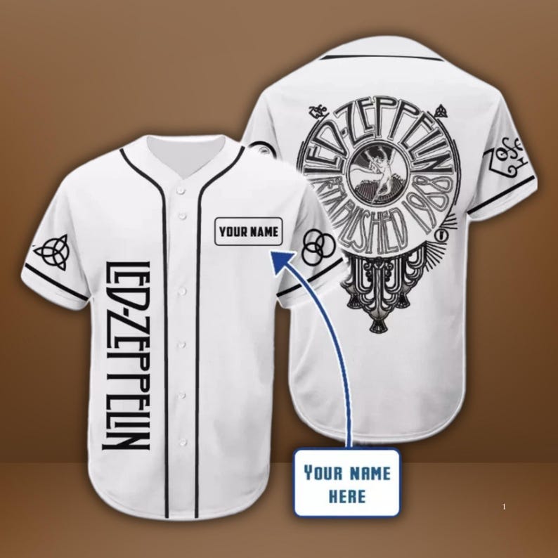 Custom Led Zeppelin Baseball Jersey, Personalized Name & Number Rock Band Shirt, Vintage Fan Gift For Him Her
