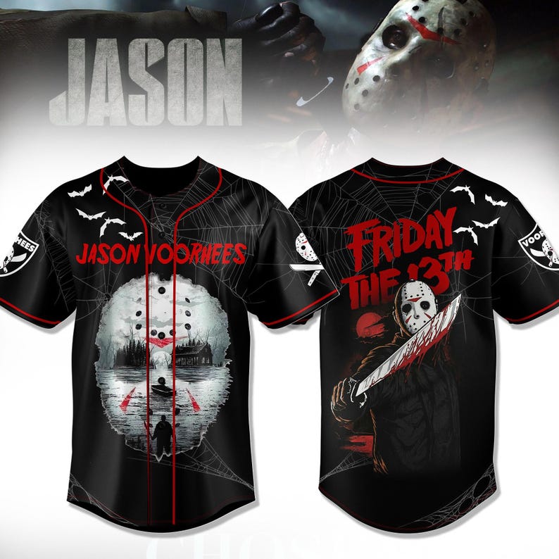 Jason Voorhees Baseball Jersey, Horror Movie Jersey, Horror Characters Jersey Shirt