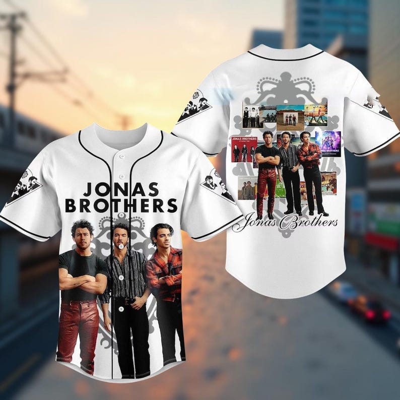 Jonas Brothers Baseball Jersey Shirt  Tour Photo Collage Concert Tee