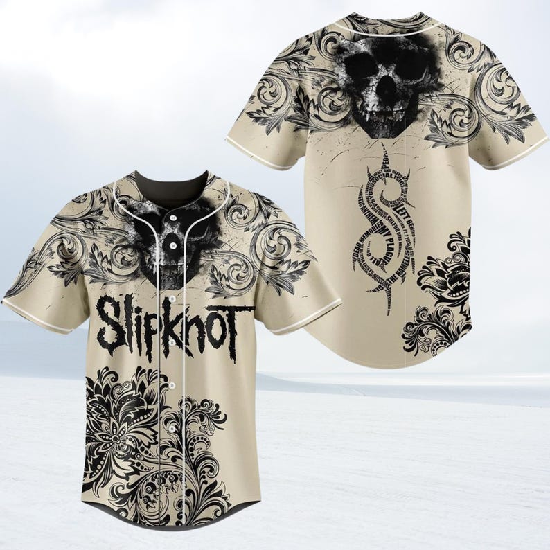 Custom 3D Slipknot Band Baseball Jersey Gothic Skull Pattern Streetwear Shirt