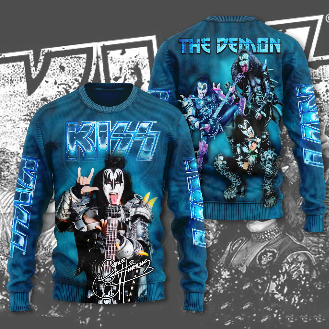Kiss Gene Simmons MenS 3D Sweatshirt Demon Blue