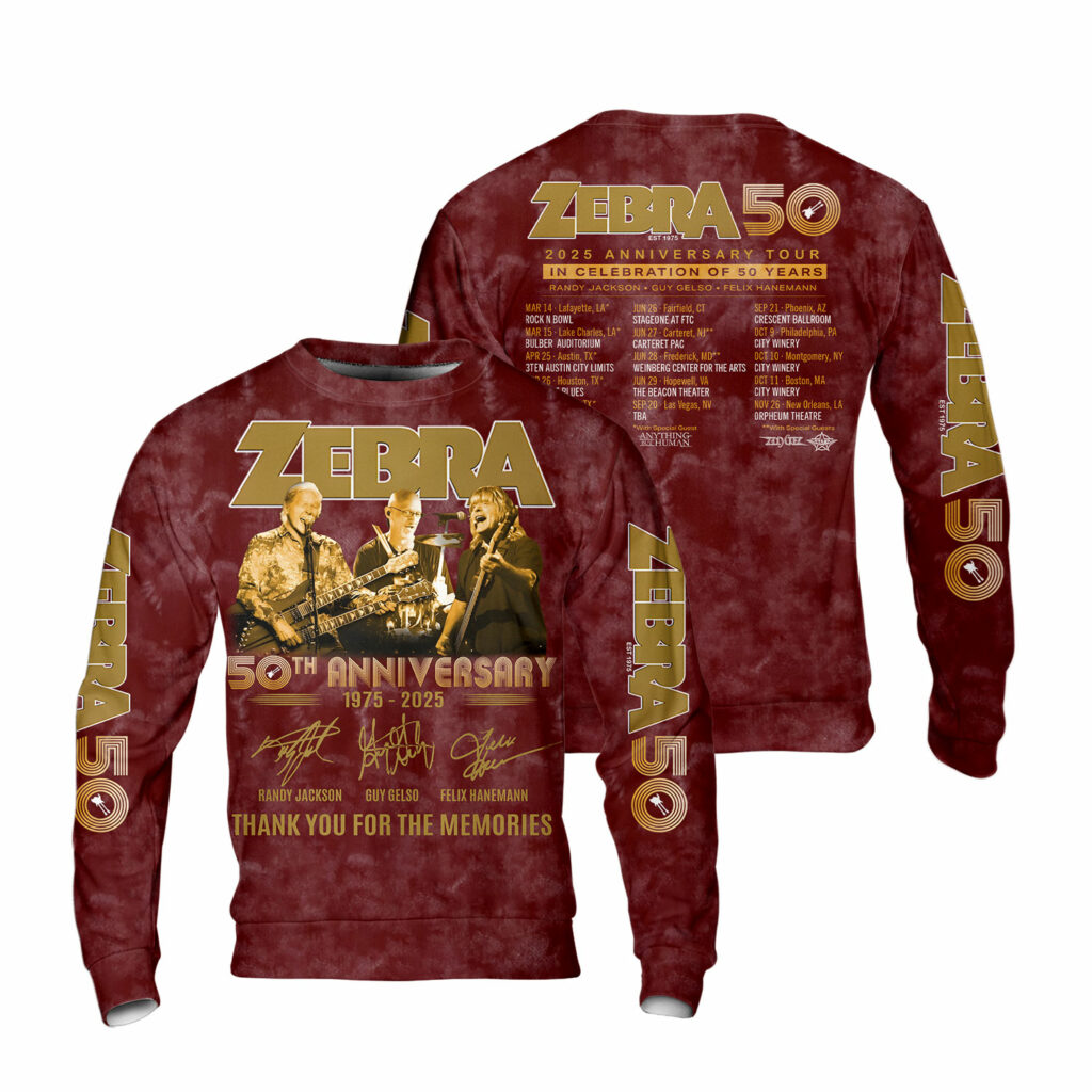 Rock Legends Zebra Band 50Th Anniversary Tour 2025 3D Sweatshirt