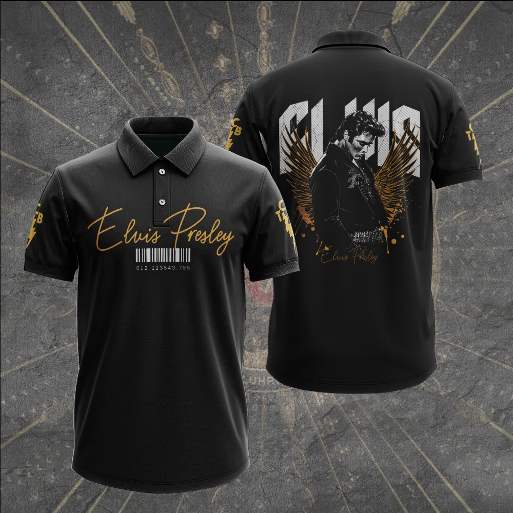 Elvis Presley 3D Polo Shirt Black