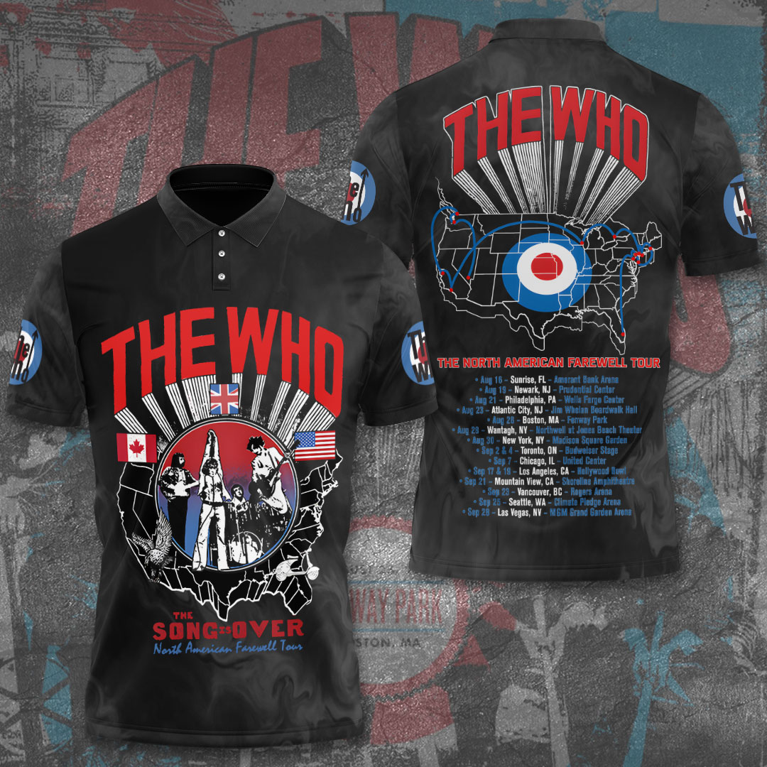 The Who 2025 Tour White Graphic Polo Shirt
