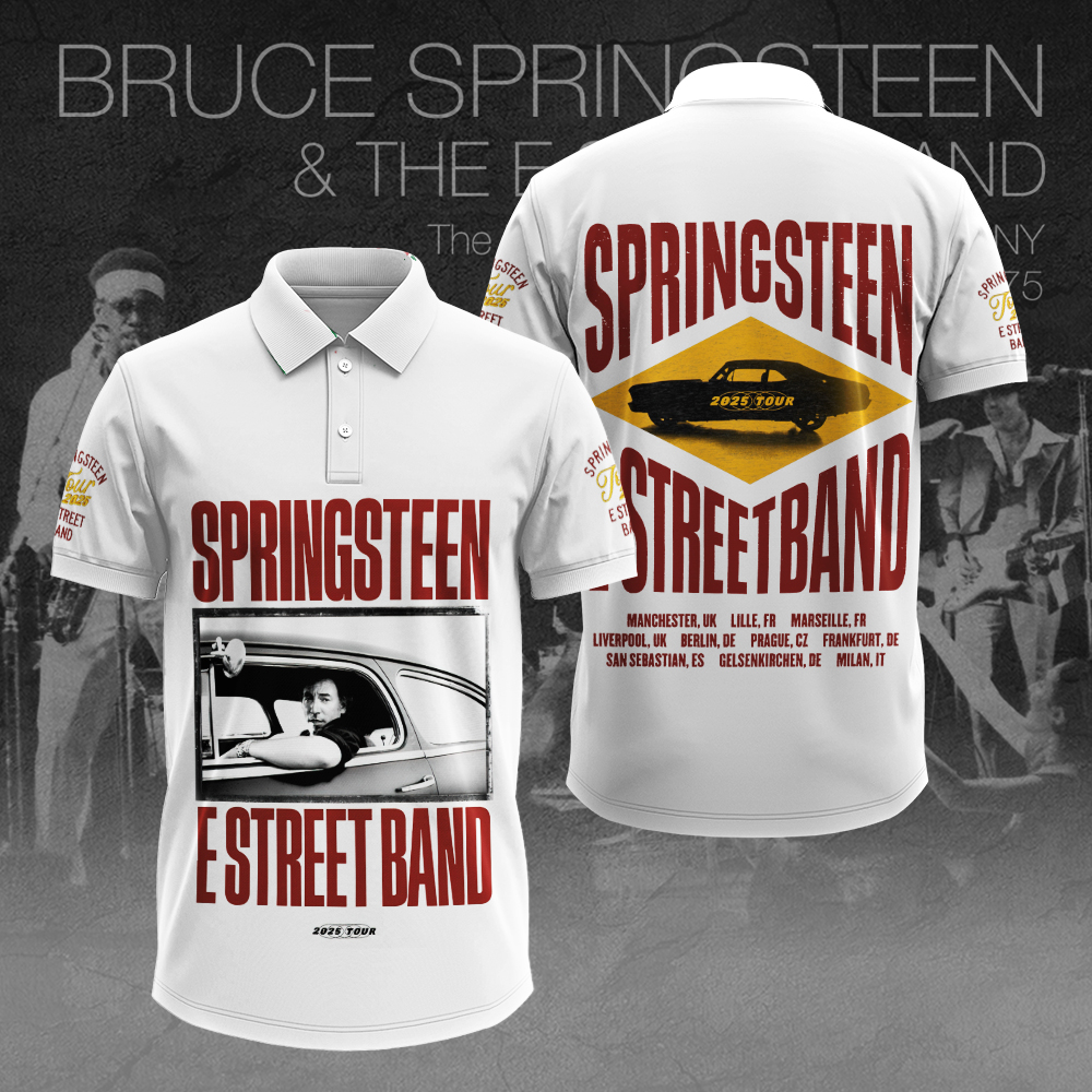 Bruce Springspolo Shirtn X The E Street Band 2025 Tour 3D Polo Shirt