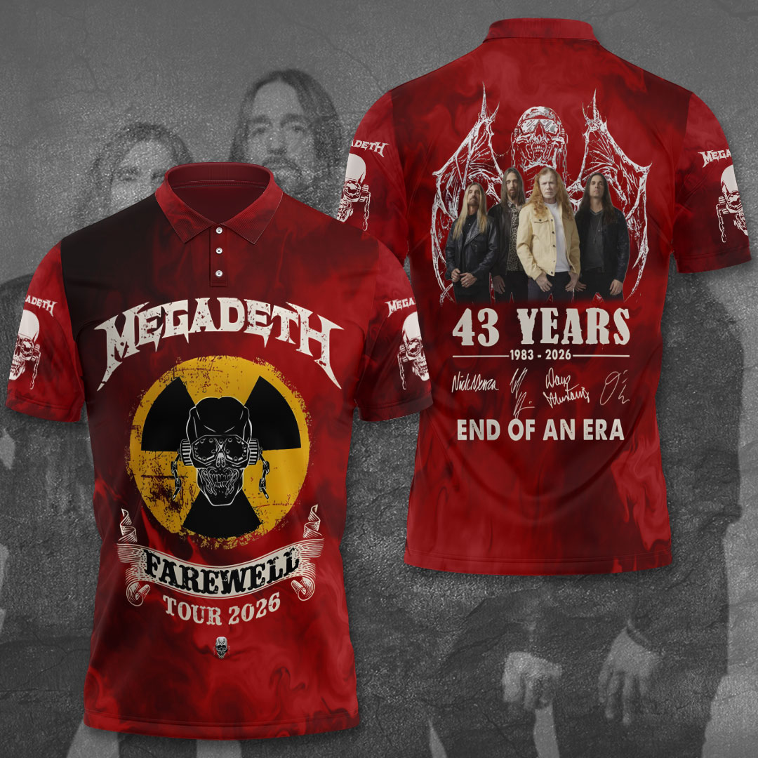 Megadeth 43 Years 3D Polo Shirt Red