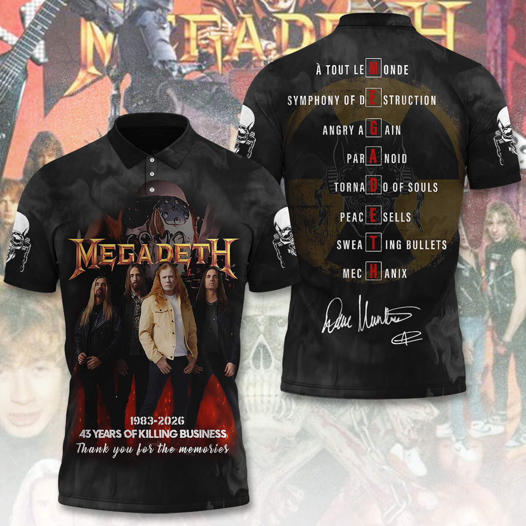 Megadeth 43 Years 3D Polo Shirt