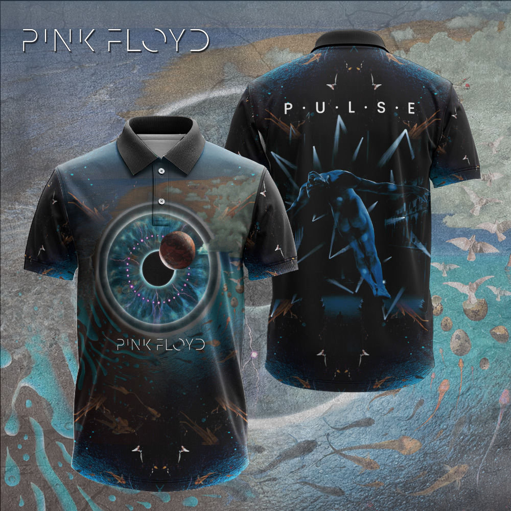 Pink Floyd Eclipse Tour Polo Shirt Pulse Legacy Print