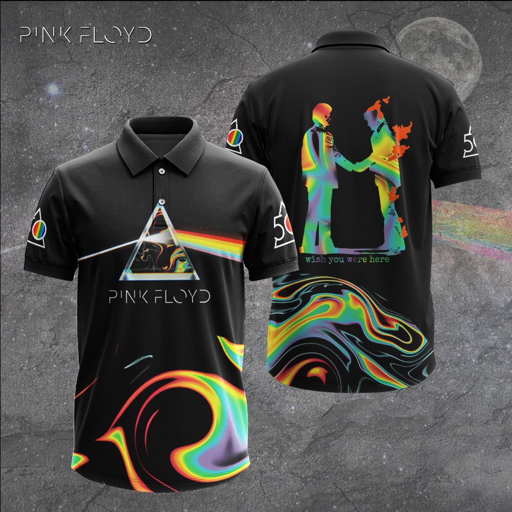Pink Floyd Prism Swirl Polo Shirt Wish You Were Here