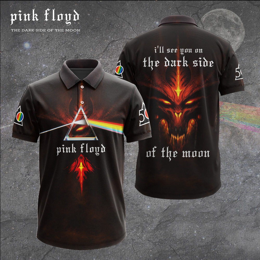Pink Floyd Dark Side Polo Shirt Red Horizon Collection