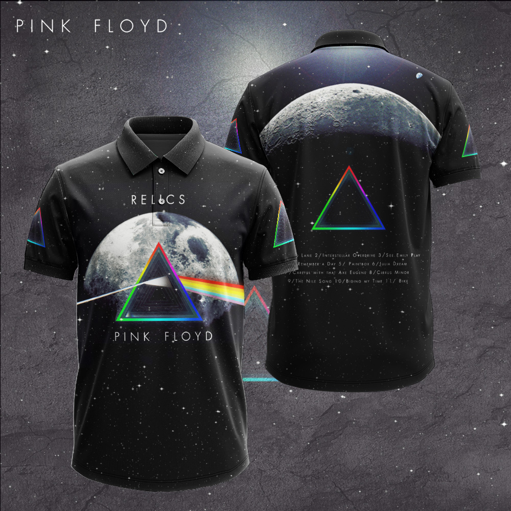 Pink Floyd Relics Galaxy Polo Shirt Space Art Tribute