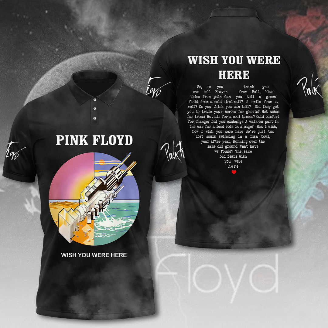 Pink Floyd Retro Pyramid Polo Shirt Legacy Tour Graphic