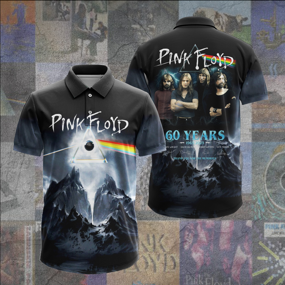 Pink Floyd Mountain Prism Polo Shirt Blue Legacy