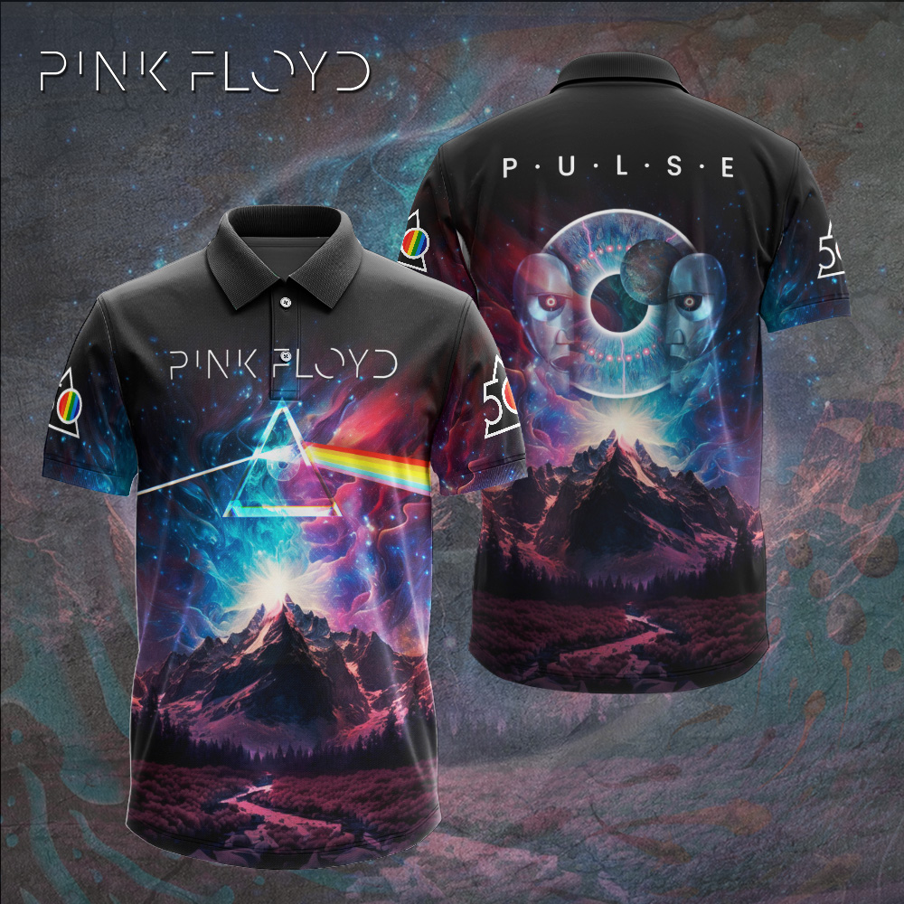 Pink Floyd Pulse Galaxy Polo Shirt Dark Sky Reflection