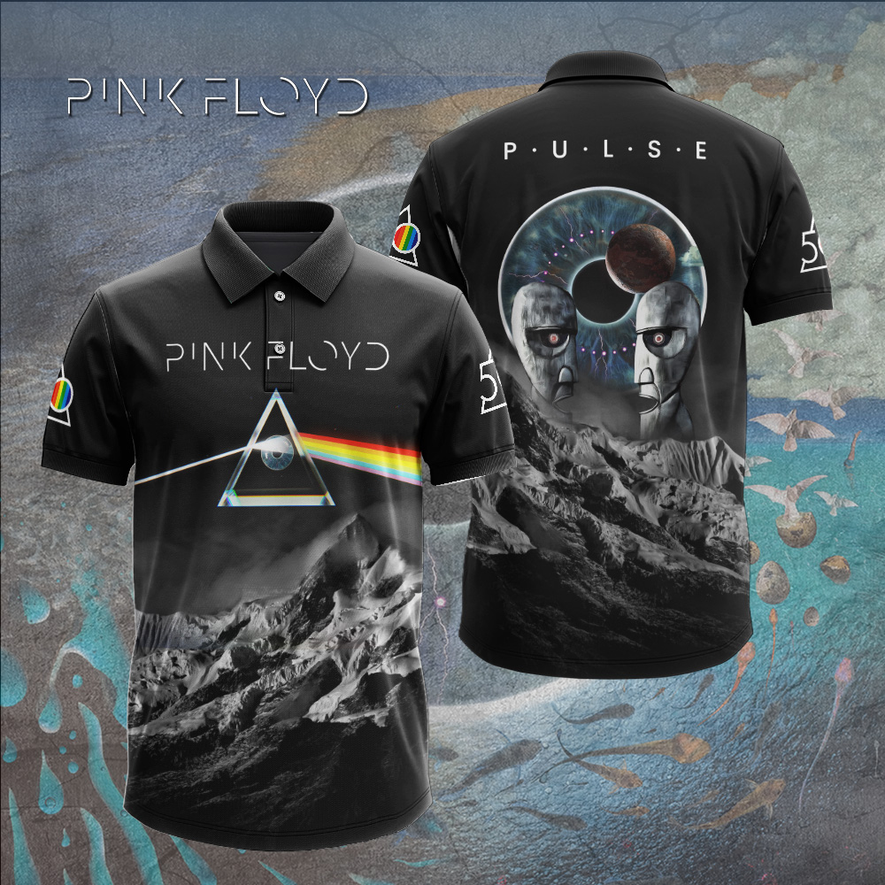 Pink Floyd Blue Spectrum Polo Shirt Winter Legacy