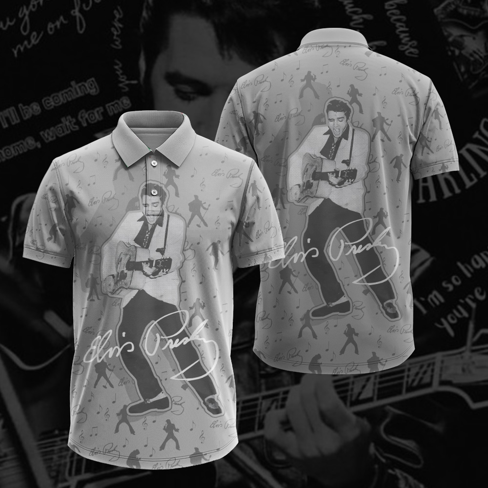 Elvis Presley Grey Polo Shirt