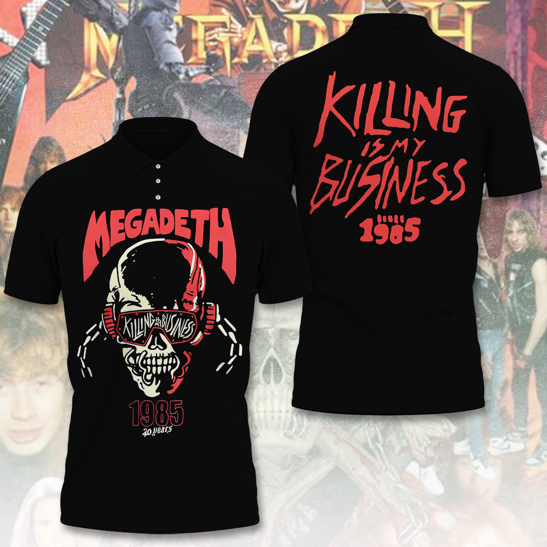 Megadeth Killing Is My Business 1985 Polo Shirt Black