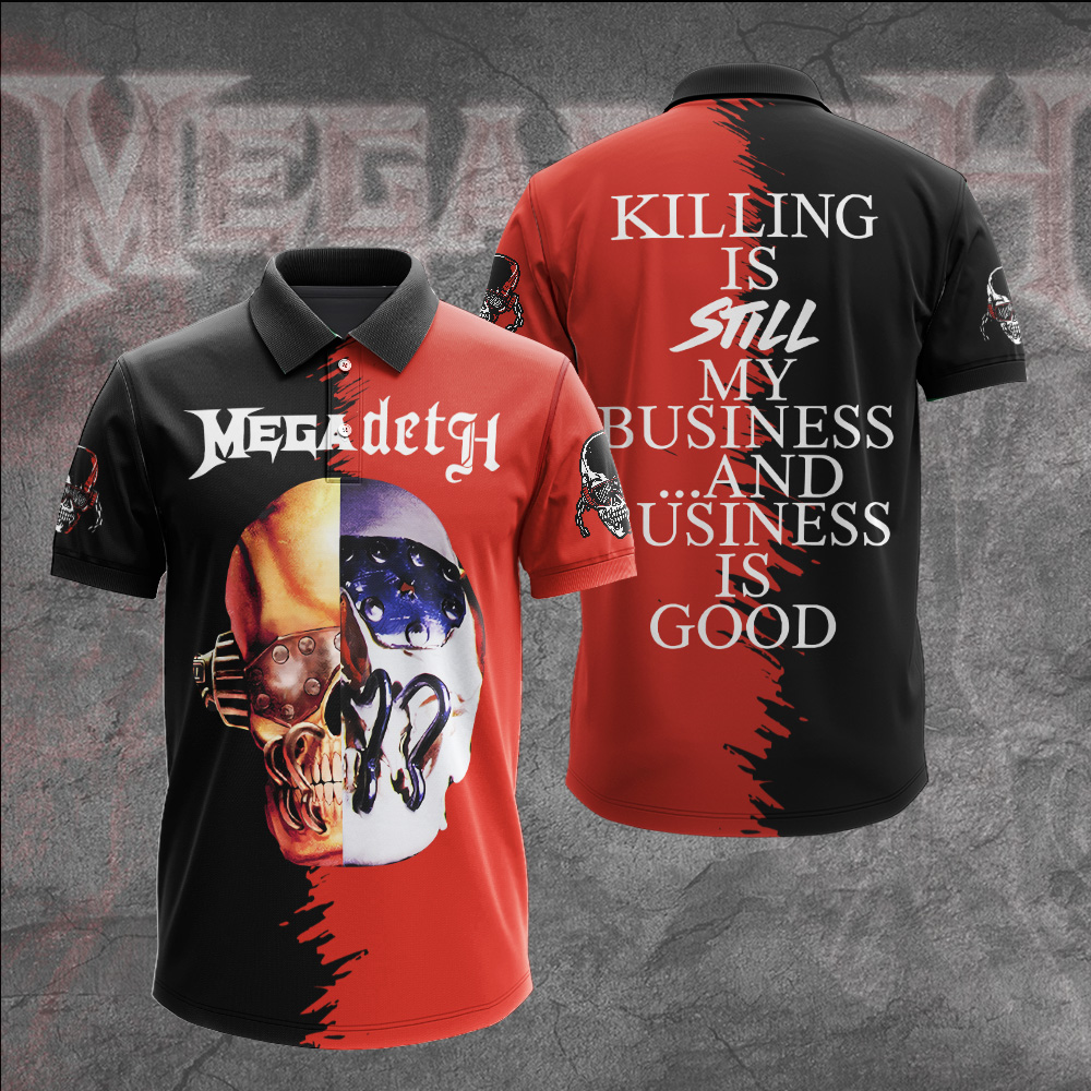 Megadeth Killing Is Polo Shirt Red Black 