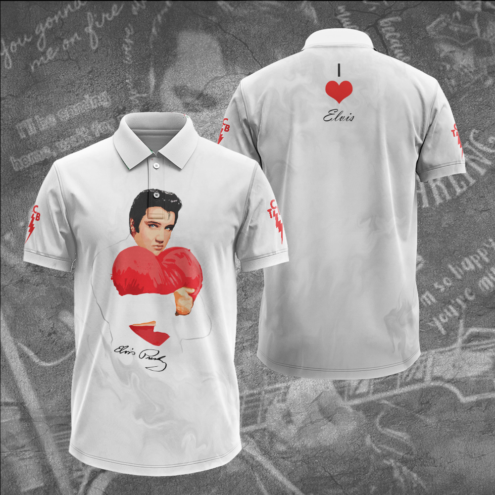 Elvis Presley Heart Red Polo Shirt