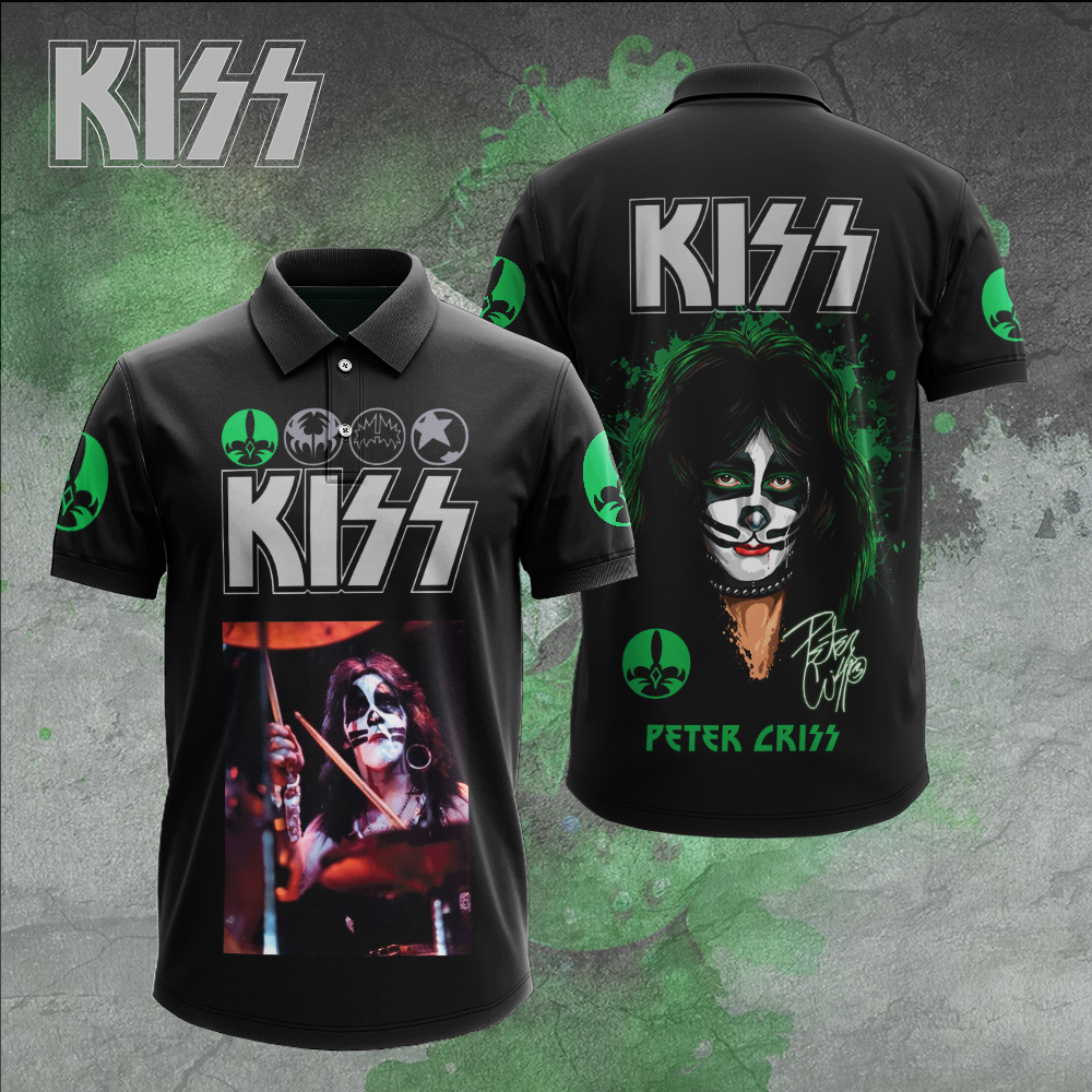 Kiss Peter Criss Green Catman Polo Shirt Rock Icon