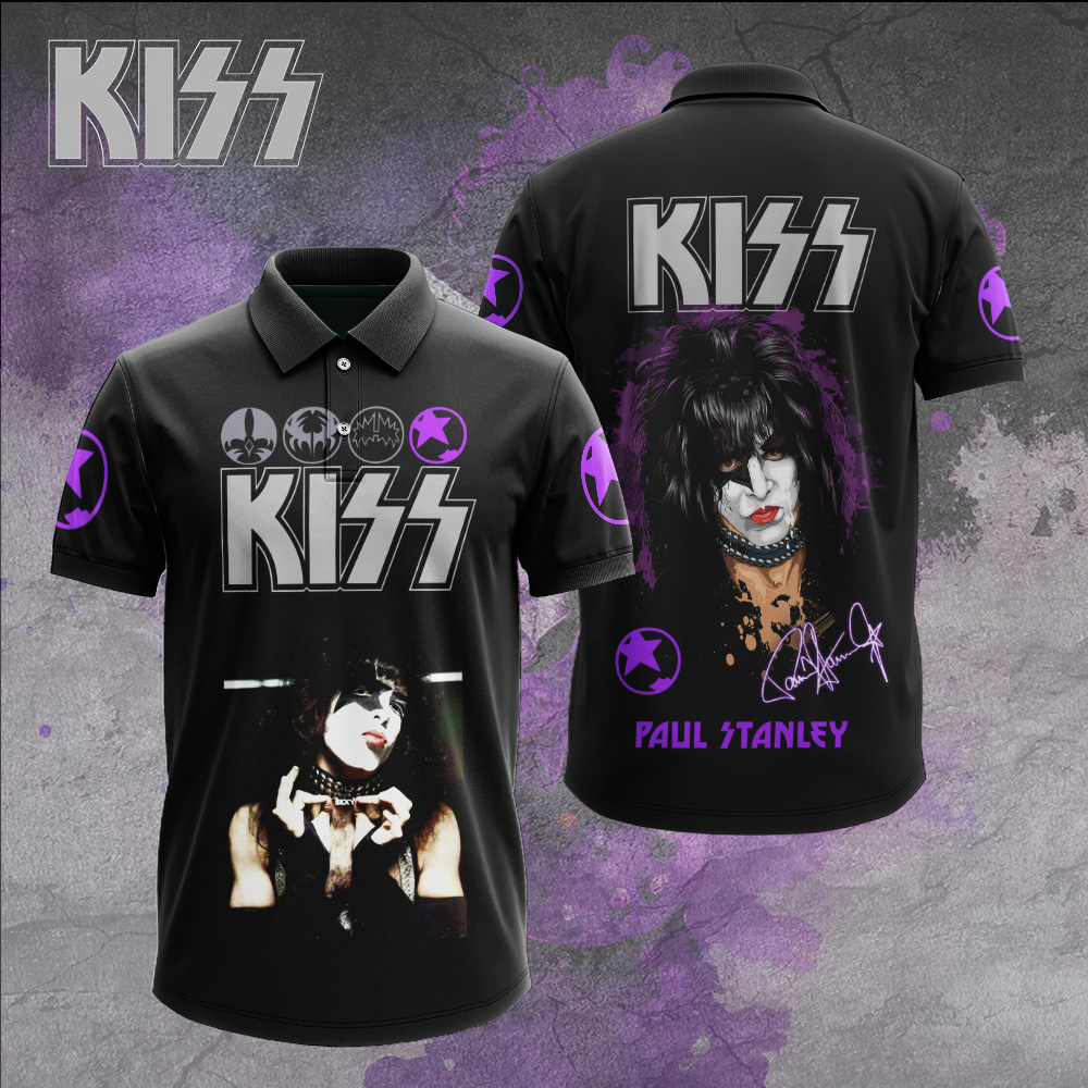 Kiss Paul Stanley Signature Polo Shirt Purple Stage