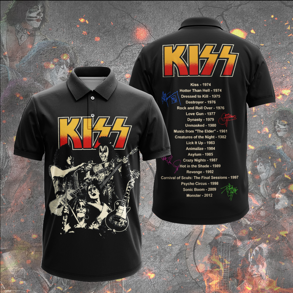Kiss Tour Legacy Polo Shirt 70S Rock Reunion Collection
