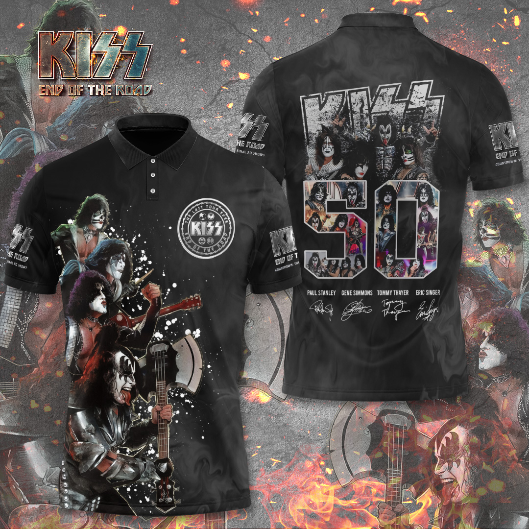 Kiss End Of The Road Tour Polo Shirt Limited Black