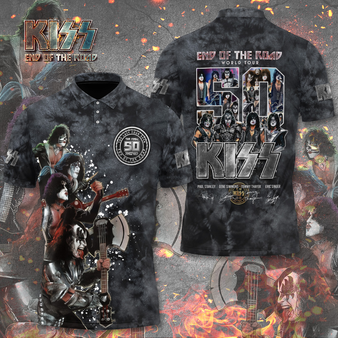 Kiss End Of The Road MenS 3D Polo Shirt 50Th Tour