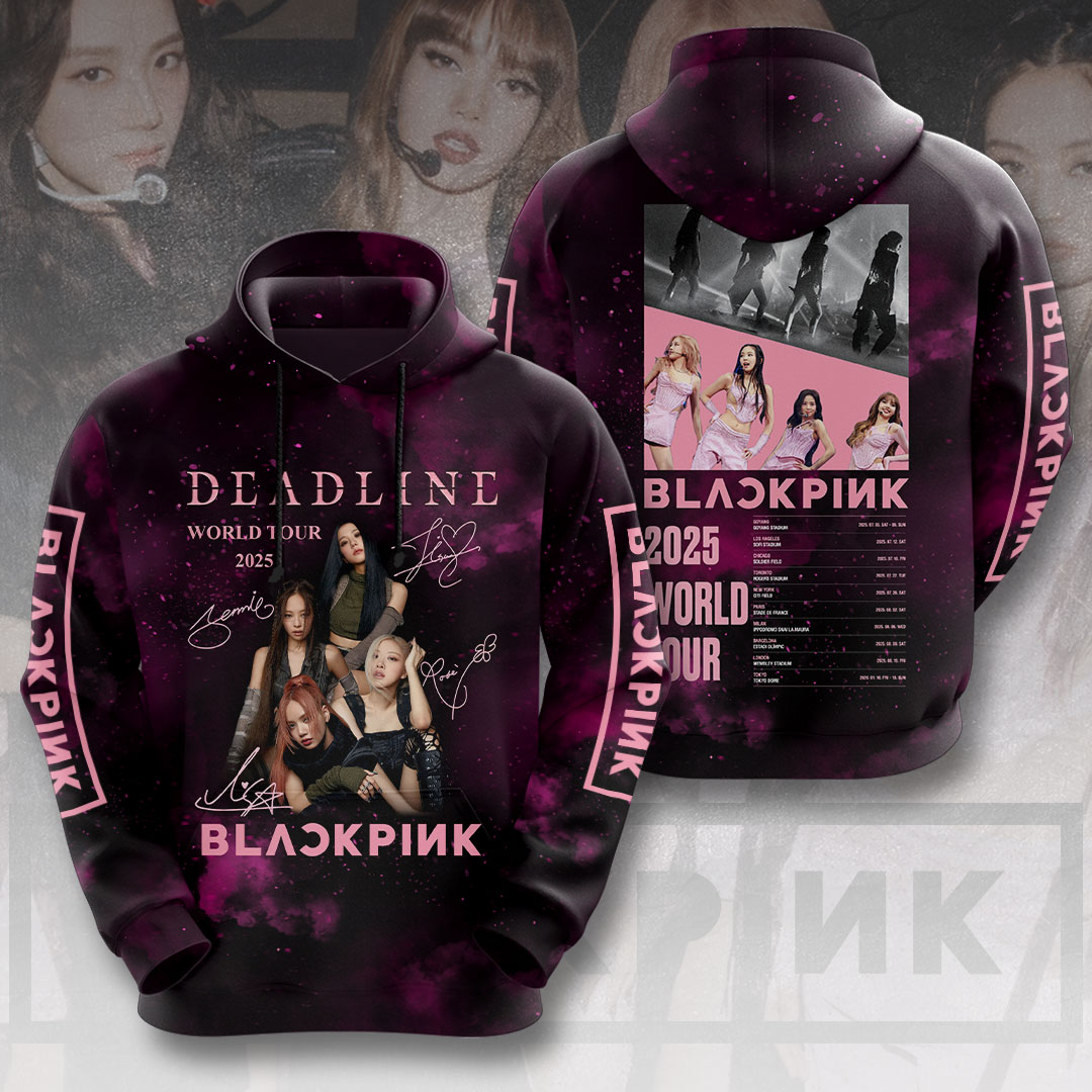 Blackpink 2025 Deadline Tour Hoodie Back Schedule & Members Collage