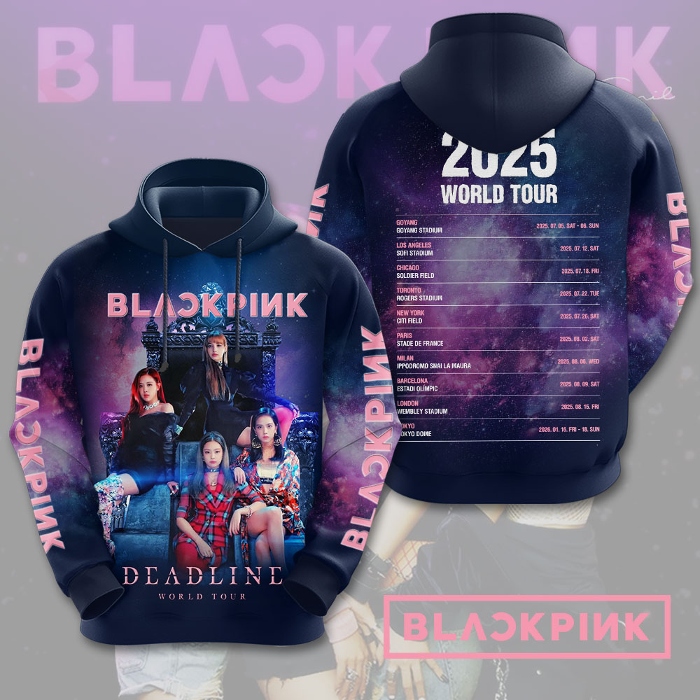 Blackpink 2025 World Tour Hoodie Purple Rose Studio Concept