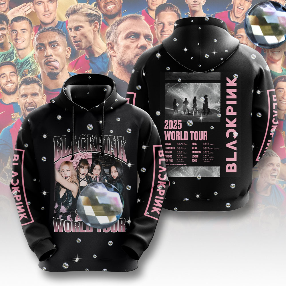 Blackpink 2025 Tour Streetwear Hoodie Polka Dot Black Aesthetic