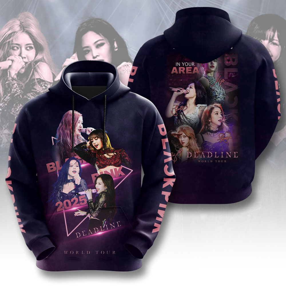 Blackpink World Tour 2025 Streetwear Hoodie Dark Magenta Smoke Design