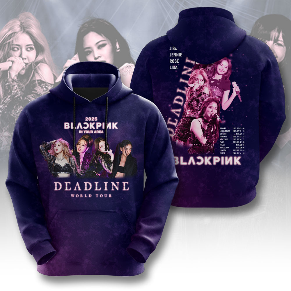 Blackpink Deadline 2025 Tour Hoodie Galaxy Violet Concert Design