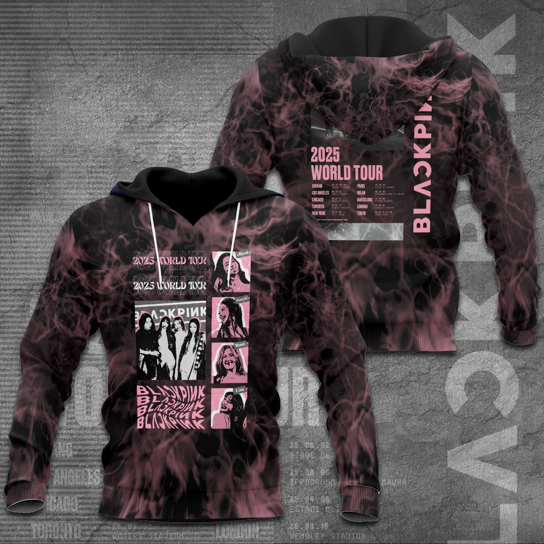 Blackpink Deadline 2025 World Tour Hoodie Marble Pink Tie-Dye Style