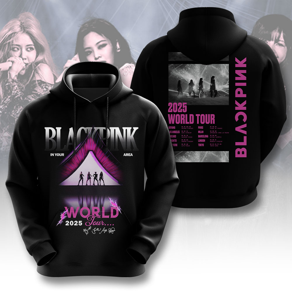 Blackpink World Tour 2025 Hoodie Soft Pink Smoke Print