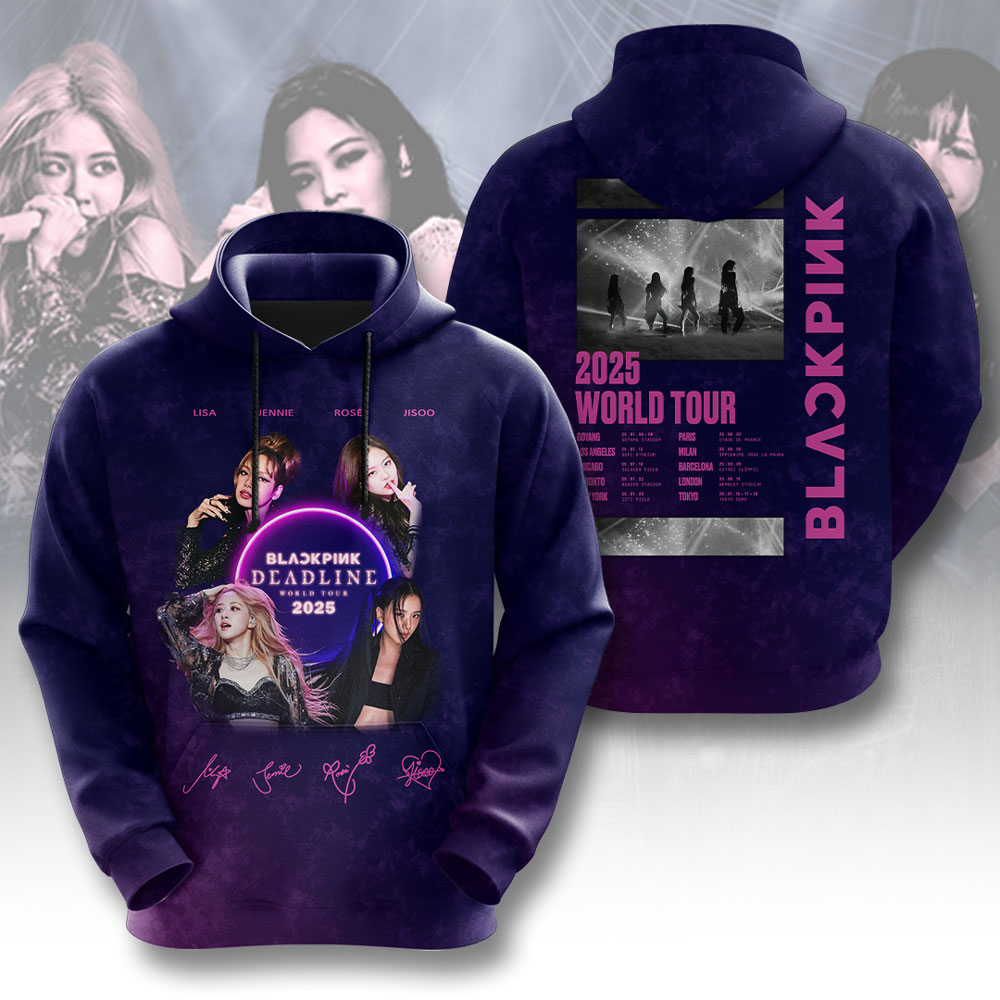 Blackpink 2025 Tour Hoodie Blue Magenta Concert Layout