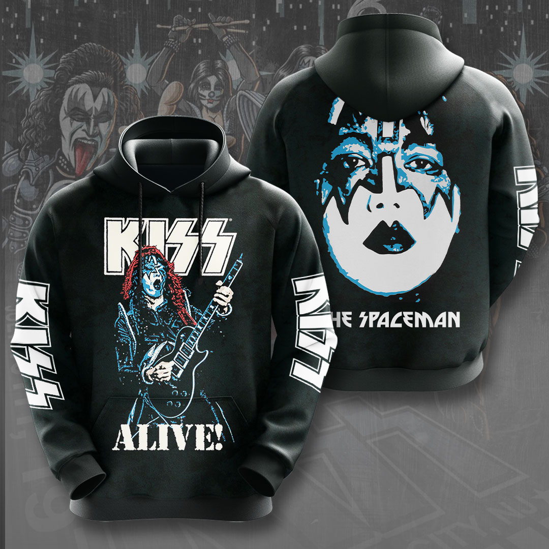 Kiss Alive The Spaceman Hoodie Retro Electric Blue Graphic Hoodie