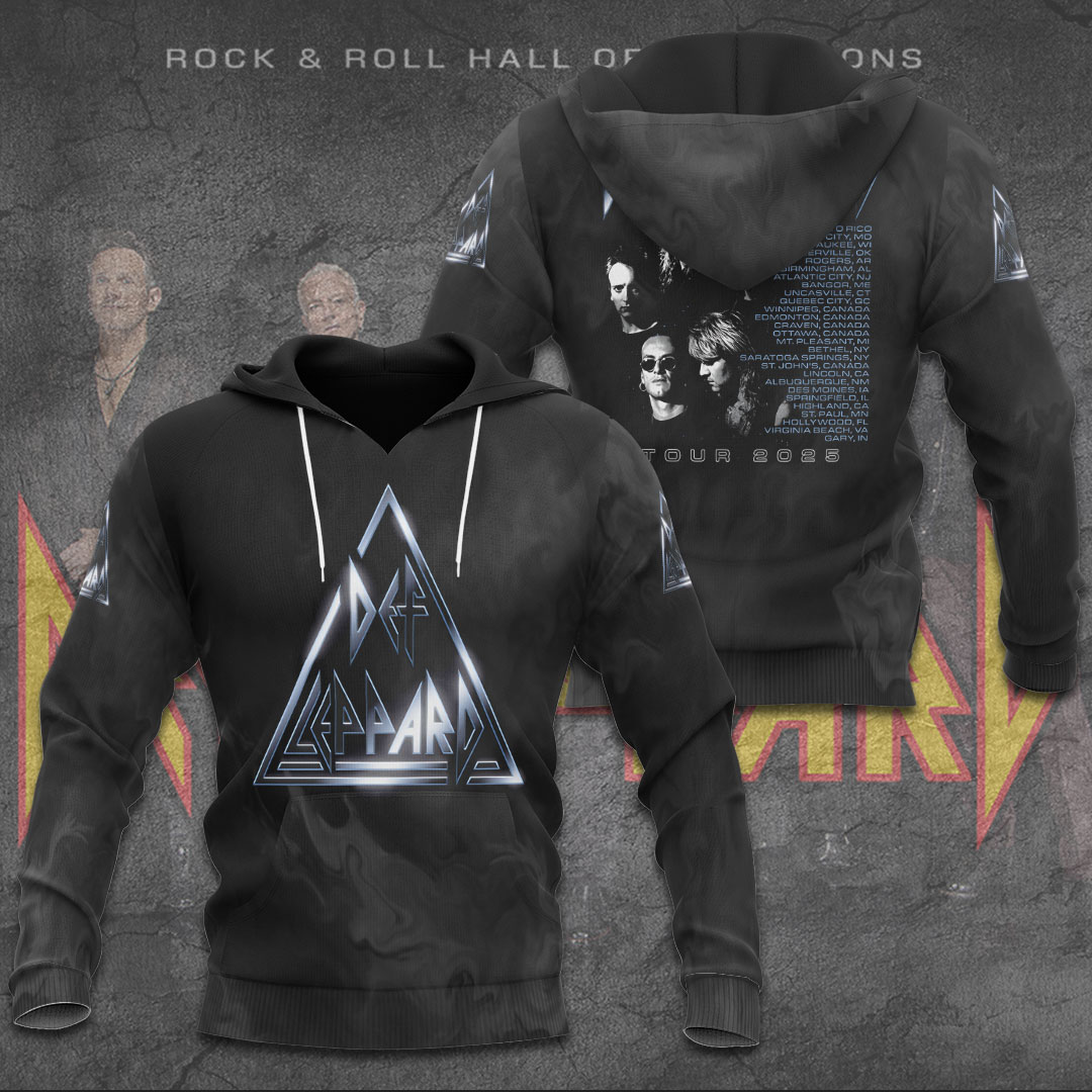 Def Leppard Drop 2025 Tour Date Hoodie Black