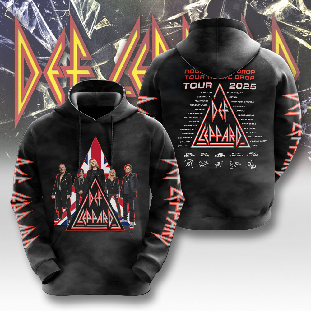 Def Leppard Rock Til You Drop 2025 Tour Dates 3D Hoodie