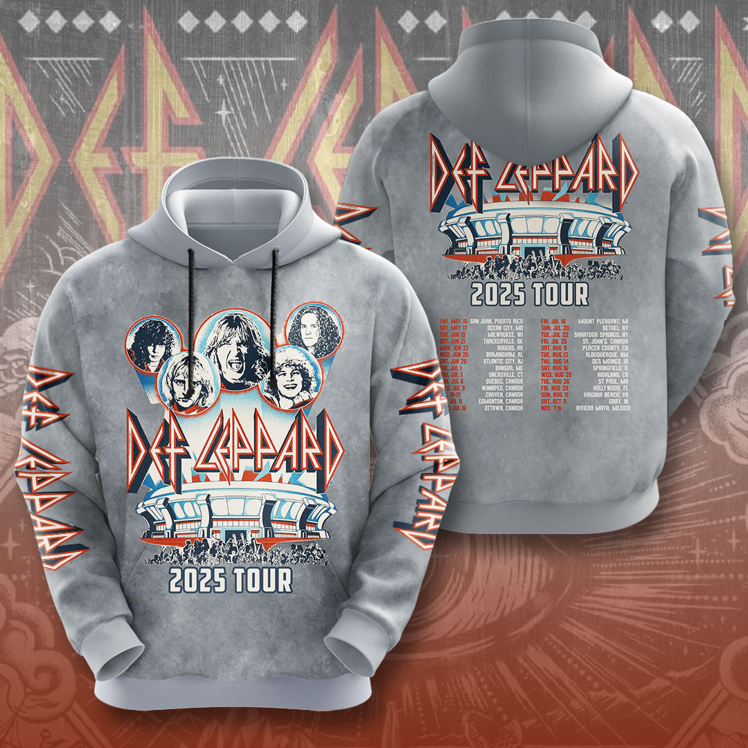 Rare Def Leppard Tour 2025 Signature 3D Hoodie Al Size Hoodie