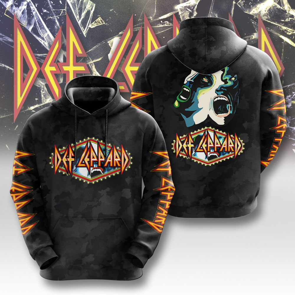 Def Leppard Hysteria Album Official Licensed Black Mens Rock Merch Hoodie 