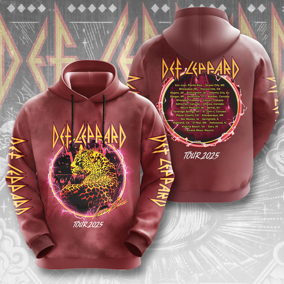 Def Leppard World Tour 2025 Hoodie Red