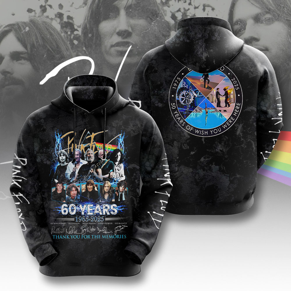 Pink Floyd 60 Years Tour Hoodie  Anniversary Legacy Print