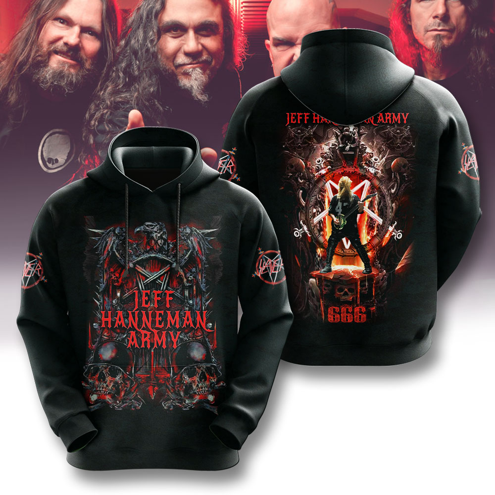 Slayer 2025 X Jeff Hanneman 3D Hoodie Black
