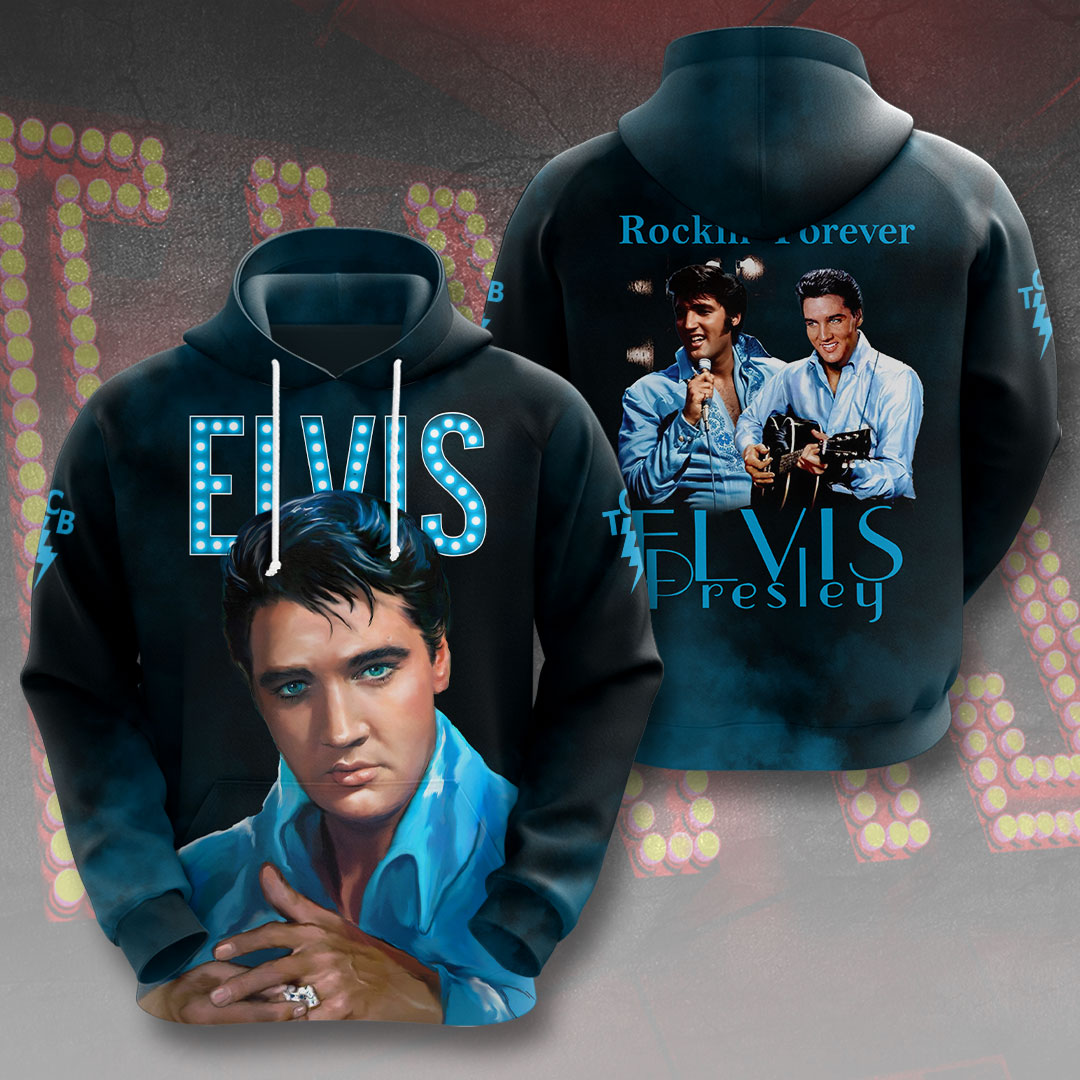 Elvis Presley 3D Hoodie Blue